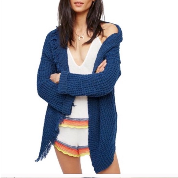 Free People | Asymmetrical Cardigan Sweater | Blue | Small - Picture 7 of 10